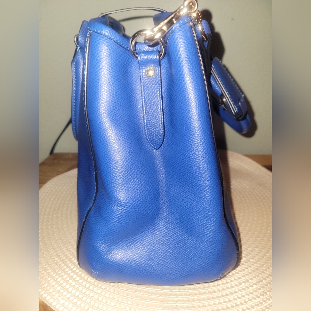 Coach Margot Carryall Royal Blue Pebbled Leather Satchel 2015 EUC - Picture 6 of 13